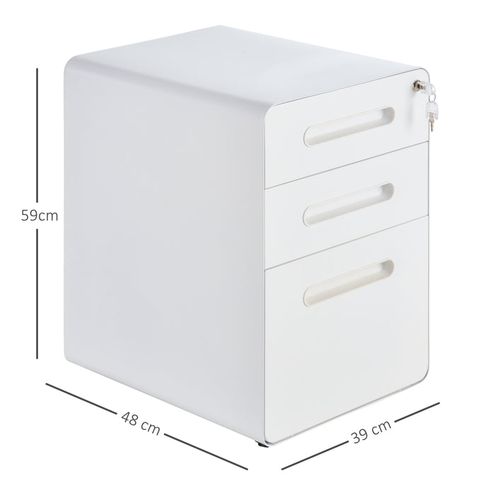 3-Drawer Mobile File Cabinet - Fully Assembled, Lockable, All-Metal Rolling Storage - Vertical Filing Solution for Home Office and Business Use