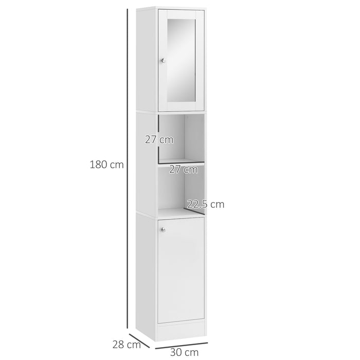 Freestanding Tall Bathroom Cabinet with Mirror - Adjustable Shelving and Mirror-Tallboy Storage Unit - Ideal for Organizing Toiletries and Linens