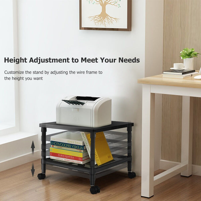 Adjustable 2/3-Tier Printer Stand - Mobile and Height Customizable - Ideal for Office Space Optimization