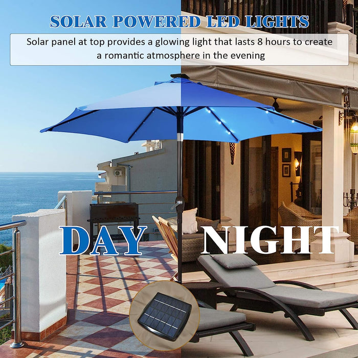 Solar-Powered 3-Tier Umbrella - LED Lighted Patio Feature in Coffee Shade - Perfect for Outdoor Dining and Entertainment Spaces