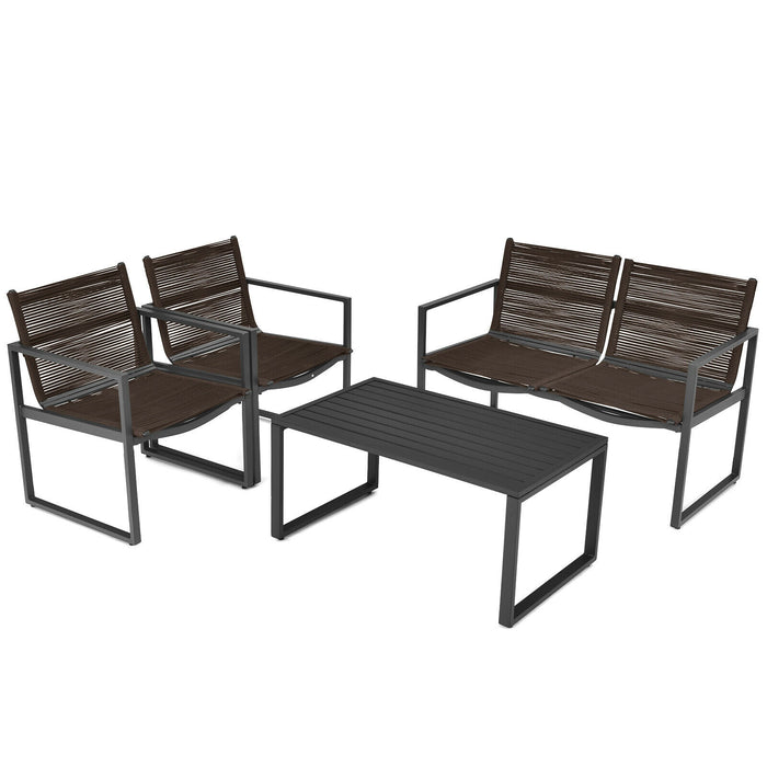 Patio Furniture Set - 4 Piece with Loveseat, Single Chairs, and Table - Perfect Outdoor Seating Solution for Homes and Gardens