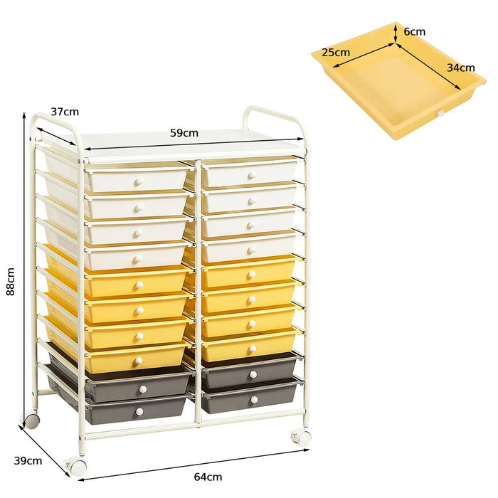 4-Wheel Support Storage Trolley - 20 Drawers Design, Perfect for Beauty Salons - Versatile Black Organizer Solution