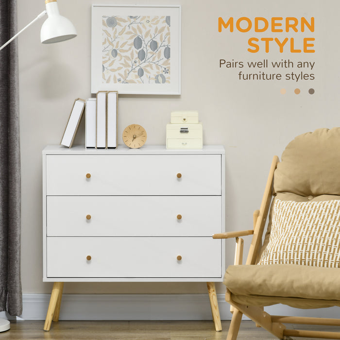 3-Drawer Chest of Drawers - Wooden-Legged Storage Organizer for Bedroom & Living Room - Space-Saving Solution for Clutter-Free Homes