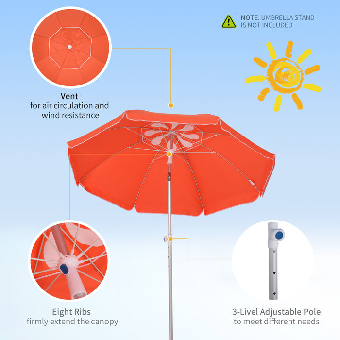 Arc 1.9m - Sturdy Beach Umbrella with Pointed Ground-Stake and Adjustable Tilt - Portable Sunshade for Outdoor Relaxation with Carry Bag, Vibrant Orange Color