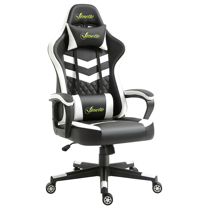Racing Gaming Chair - Ergonomic Desk Chair with Lumbar Support, Headrest & Swivel Wheels - Comfortable PVC Leather for Home Office Gamers