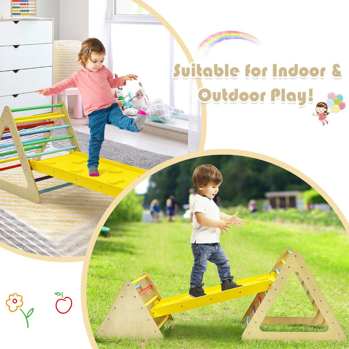 3 in 1 Climbing Toy Set - Includes Two Triangle Ladders and Double-Sided Ramp in Bright Colours - Perfect for Active Kids Seeking Fun and Adventure