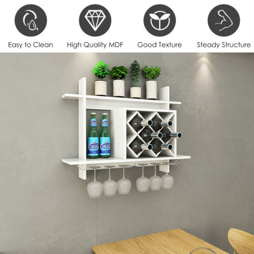 Wall Mounted Rack - 6-Bottle Capacity Wine Holder with Storage Display - Perfect for Wine Enthusiasts and Space Savers