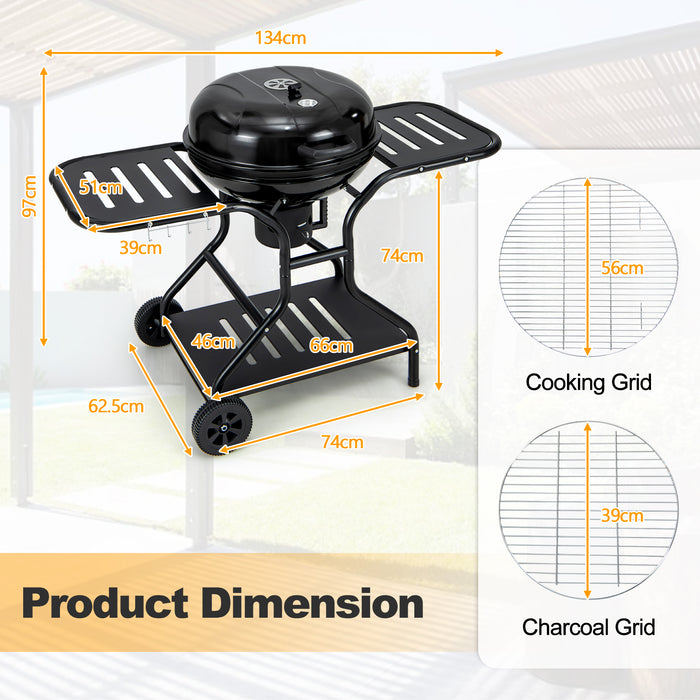 Barbecue Charcoal Grill - High-Capacity Ash Catcher, Outdoor Use, Black - Ideal for Grill Enthusiasts and Outdoor Cooking Events