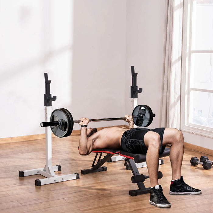 Heavy Duty Barbell Squat Stand - Adjustable Spotter Rack for Weightlifting - Ideal for Home Gyms and Fitness Enthusiasts