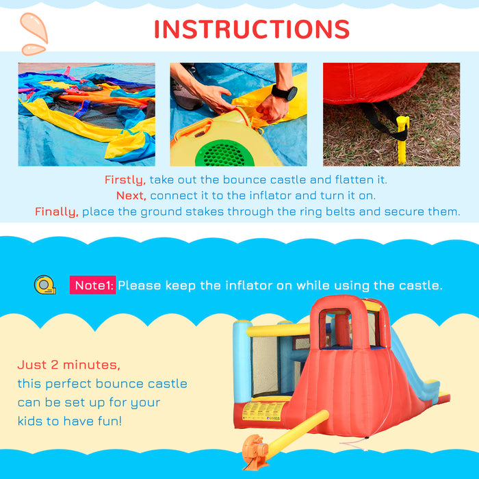 4-in-1 Inflatable Play Center - Bouncy Castle with Slide, Pool, Trampoline, Climbing Wall - Exciting Outdoor Fun for Kids