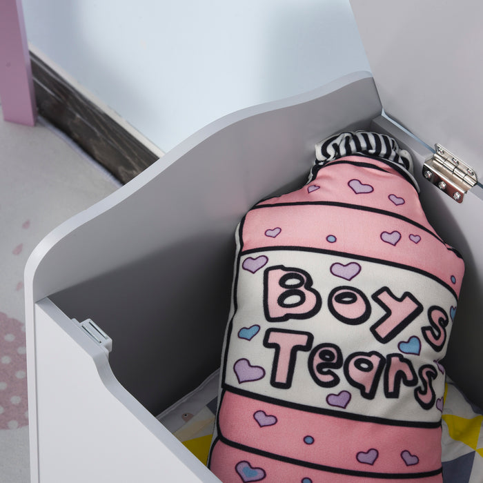 Wooden Toy Storage Chest for Kids - Safety-Hinge Playroom Organizer, Grey, 60x40x48cm - Ideal for Clutter-Free Child's Bedroom