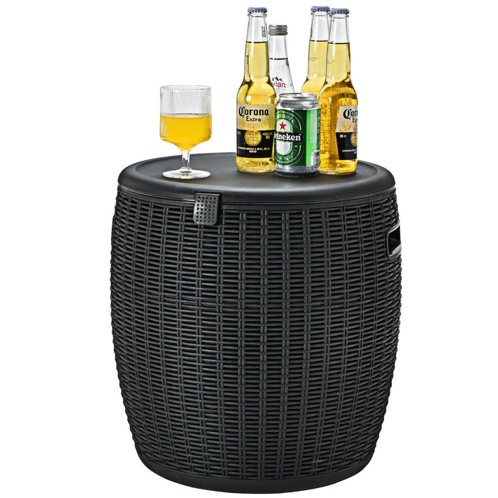 45L Cool Box - Portable Ice Box Stool with Lid in Black - Ideal for Outdoor Activities and Parties