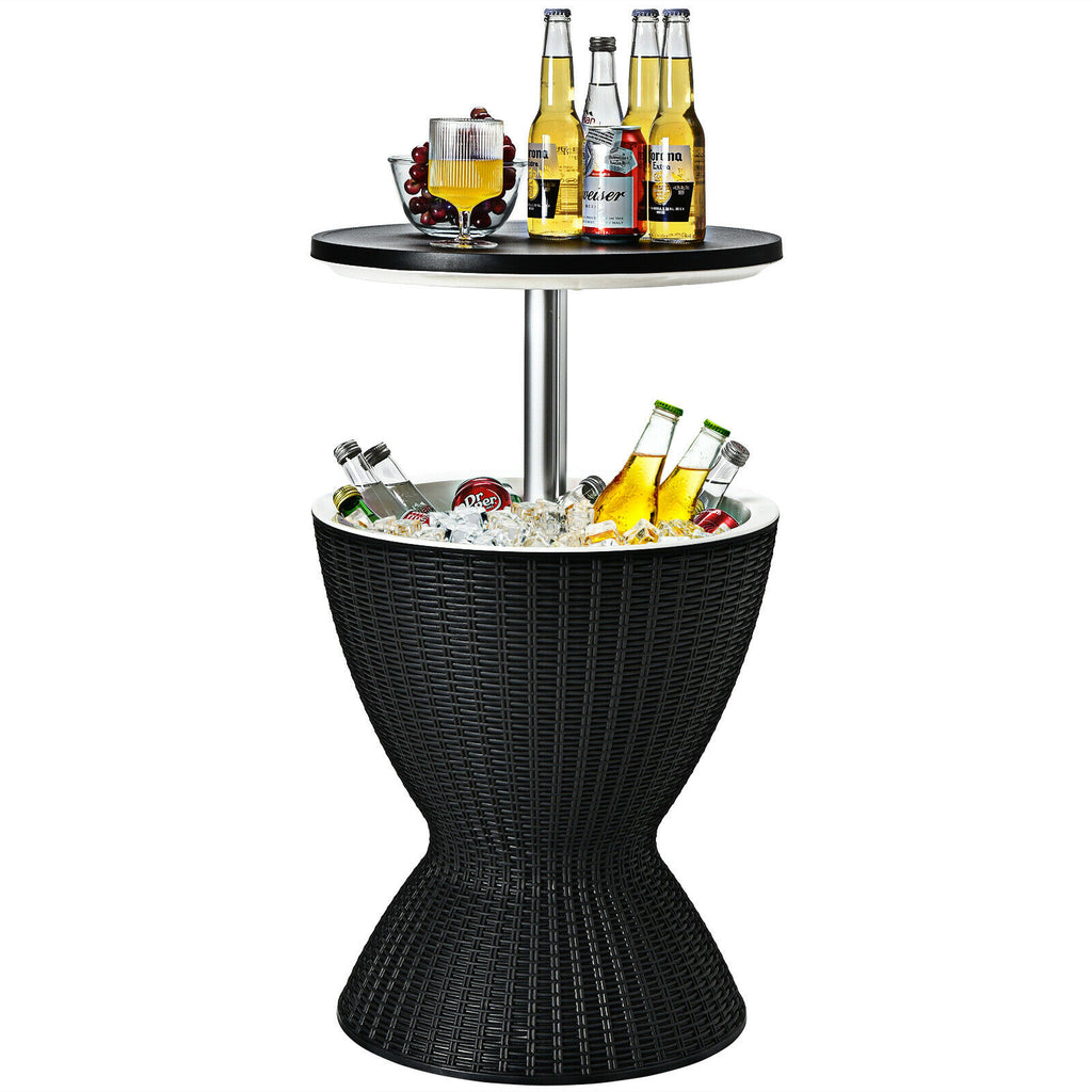Outdoor Patio Cool Box 30L Model - Stand-up Lid, Compact, Portable and Insulated Black Cooler - Ideal for Patios, Picnics, BBQs and Outdoor Events