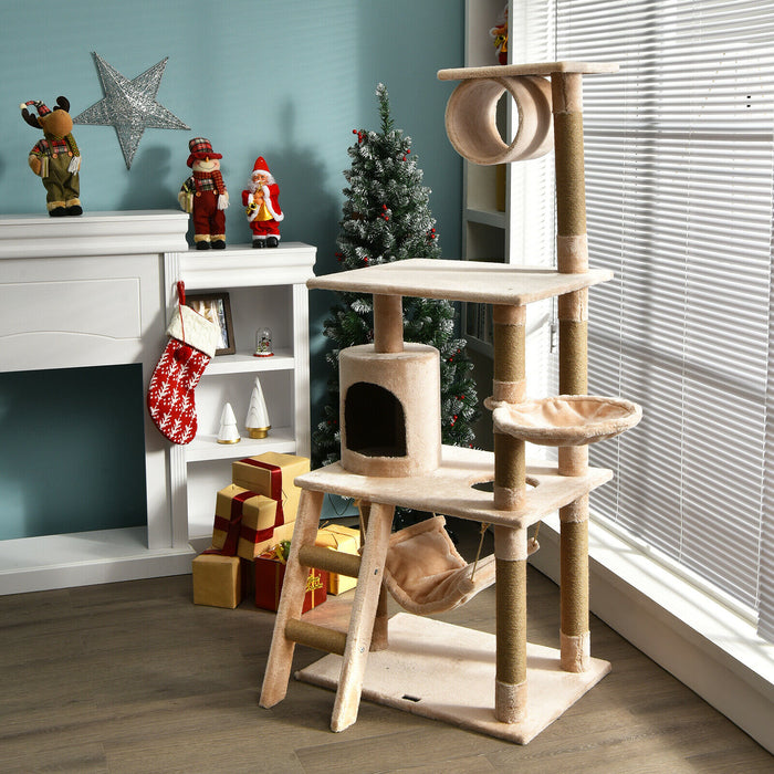 Cat Craft Store - Multi-Level Beige Cat Scratch Post Tree - Perfect for Cats' Play, Exercise and Resting Needs