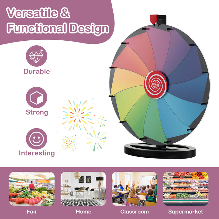 24" Carnival Prize Wheel - Colourful Spinning Game with Dry Erase Marker - Fun Activity for Parties, Events, Fundraisers