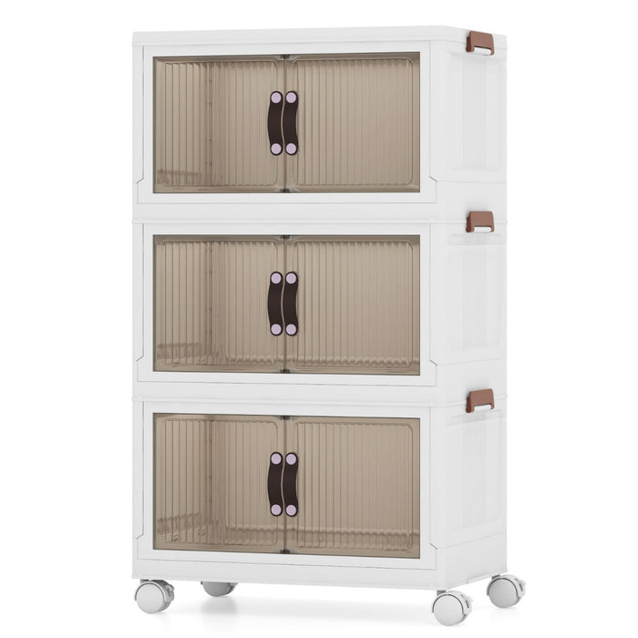 25.5 Gal Storage Bins - Magnetic Doors and Lockable Casters in White - Ideal Storage Solution for Office or Home Use
