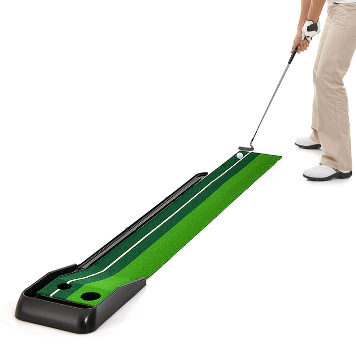 Premium Golf Practice Turf 250 CM - Putting Mat with Auto Ball Return Track Feature - Ideal for Golfers to Improve their Game at Home