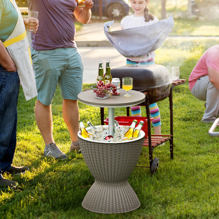 Outdoor Patio Cool Box 30L Model - Stand-up Lid, Compact, Portable and Insulated Black Cooler - Ideal for Patios, Picnics, BBQs and Outdoor Events