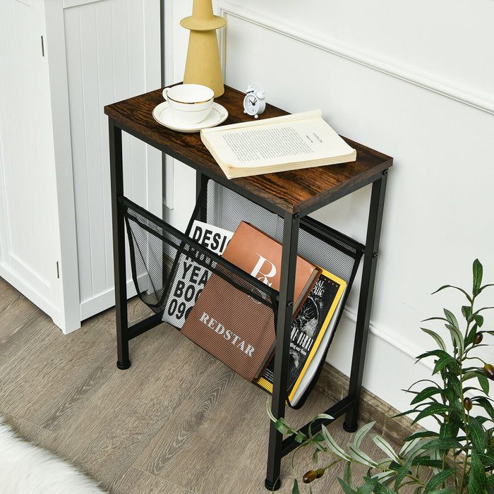 End Table Designs - 2-Tier Narrow Side Sofa and Laptop Stand - Ideal for Compact Spaces and Laptop Users