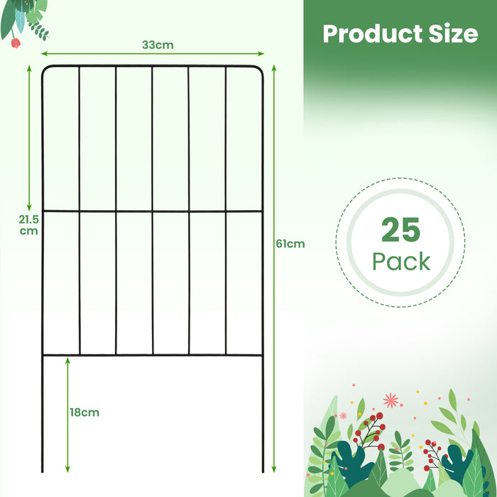 25-Piece Set - 33x61cm Rotatable Connector Garden Fence - Ideal for Home Gardening and Landscaping Projects