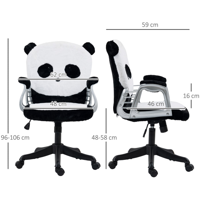 Fluffy Panda - Cozy Adjustable Desk Chair with Padded Armrests, Tilt Mechanism & Height Control - Ideal for Comfortable Office Seating & Stylish Workspace