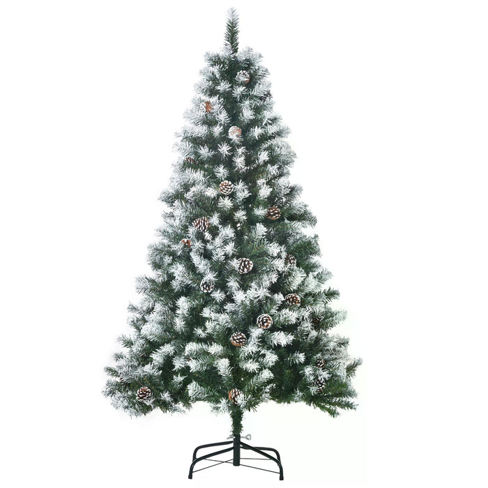 Holiday Home Faux Pine Christmas Tree - 5-Foot Pre-Decorated with Pine Cones, Auto-Open Design for Easy Setup - Perfect for Festive Home Holiday Decor