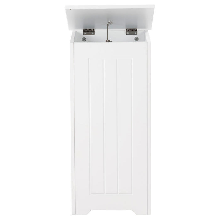 White Wooden - Elegant Laundry Bin with Lid - Ideal Storage Solution for Bathroom or Laundry Room