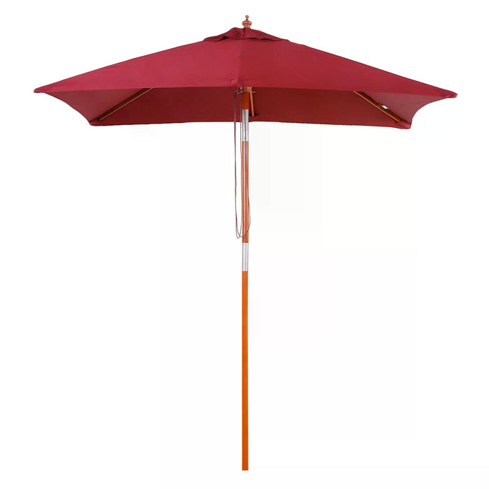 Outdoor Patio Parasol - 1.5m Wind-Resistant Sunshade with Fir Wooden Pole & Tilt Mechanism, Wine Red - Ideal for Garden, Backyard Lounging & UV Protection