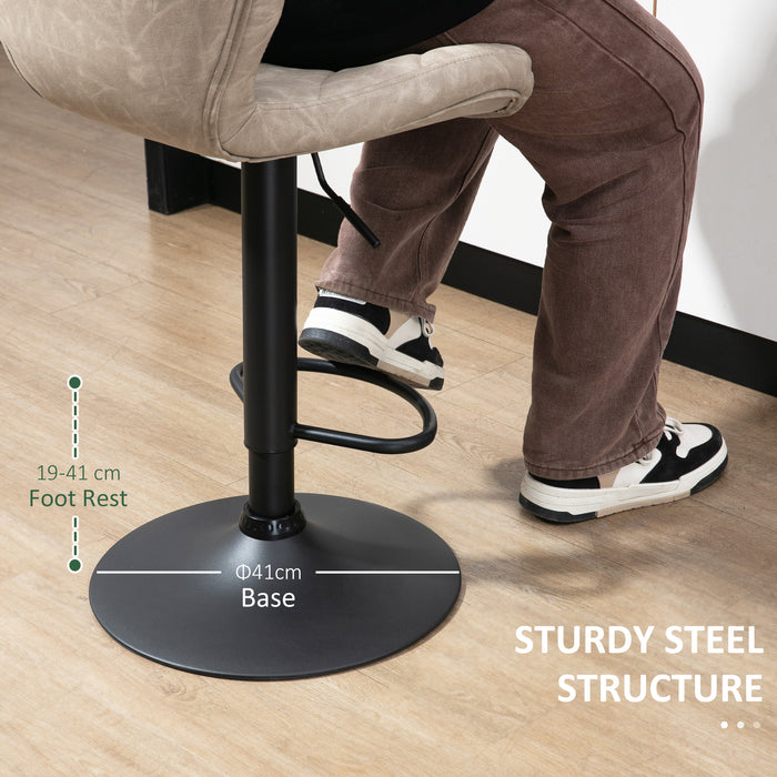 Adjustable Swivel Barstools Set of 2 - Height-Friendly, Footrest, Steel Frame, Diamond Pattern PU, Light Grey - Ideal for Kitchen Counter Seating