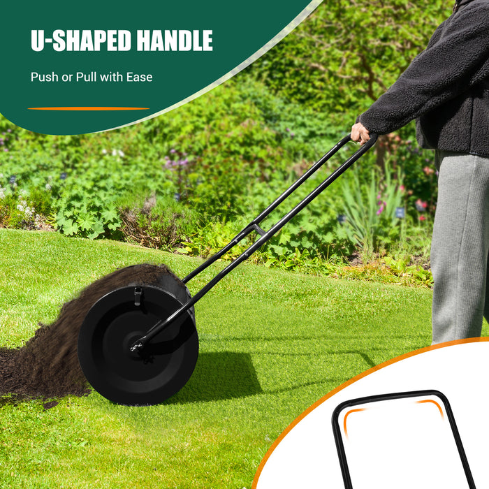 Compost Spreader, 27 Inch - Upgrade U-shaped Handle, Black - Ideal for Garden Waste Management