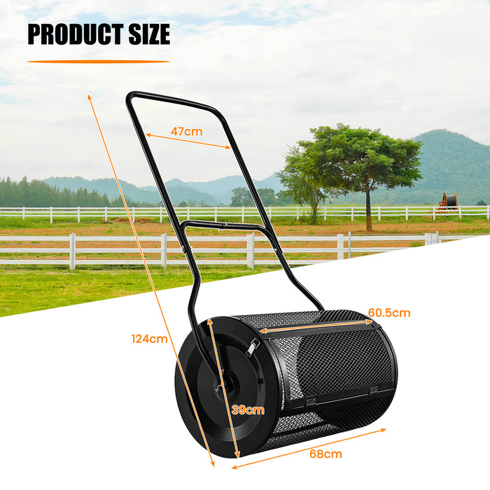 Compost Spreader, 27 Inch - Upgrade U-shaped Handle, Black - Ideal for Garden Waste Management