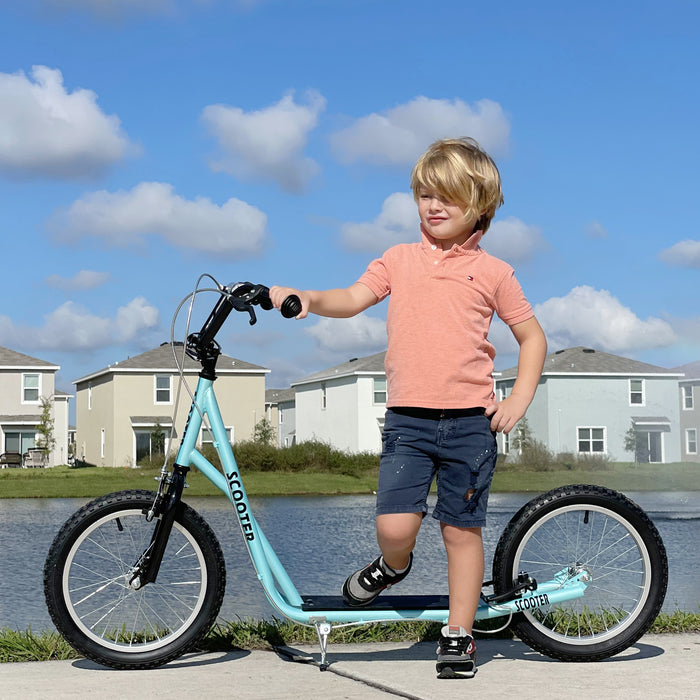 Kids Kick Scooter with Steel Frame - Adjustable Height, Durable Design in Blue - Perfect for Growing Children and Outdoor Fun