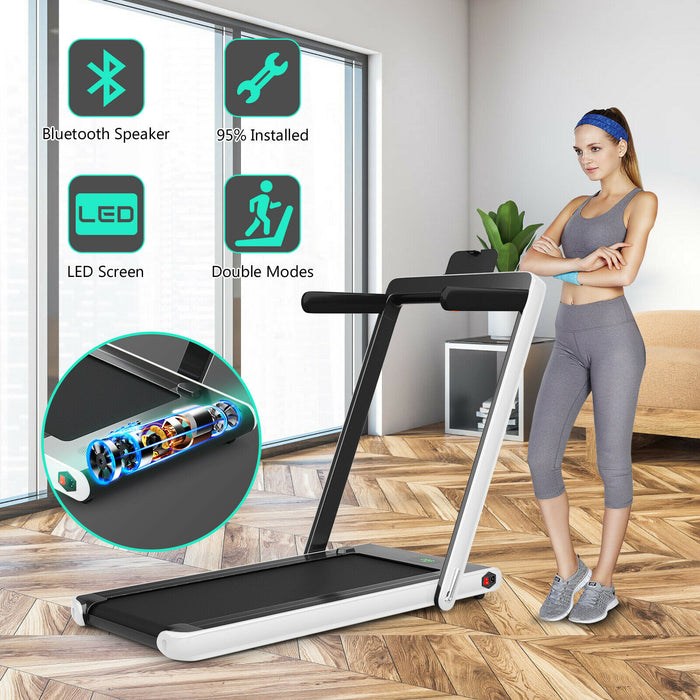 Folding Electric Treadmill - 1-12KPH Model - Black with Bluetooth Capability for Connectivity - Ideal for Home Workouts and Fitness Enthusiasts