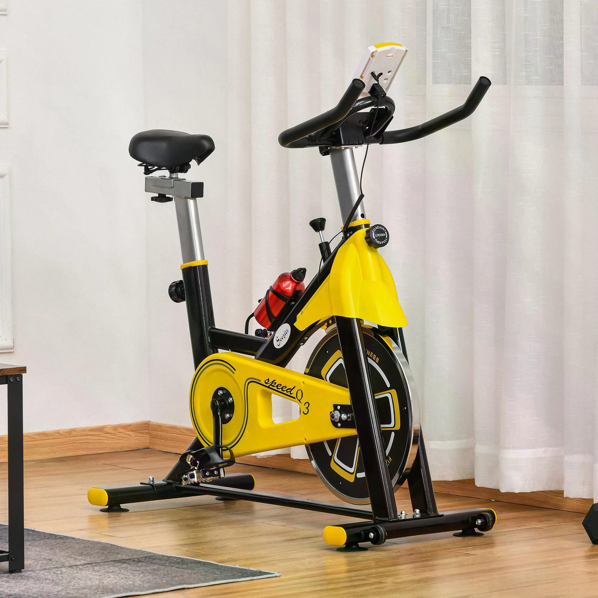 CardioGear 3500 - Indoor Cycling Bike with Belt Drive and Adjustable Resistance - LCD Display Upright Bike for Home Gym Fitness