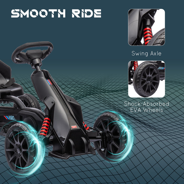 Kids Pedal Go Kart Racer - Adjustable Seat & Shock-Absorbing EVA Tyres with Handbrake - Fun Racing Cart for Children Ages 3-8