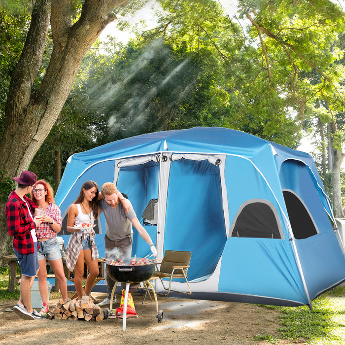Family-Size Outdoor Shelter - 4-8 Person 2-Room Camping Tent with Mesh Windows and Easy Set-Up - Ideal for Backpacking, Hiking, and Group Trips