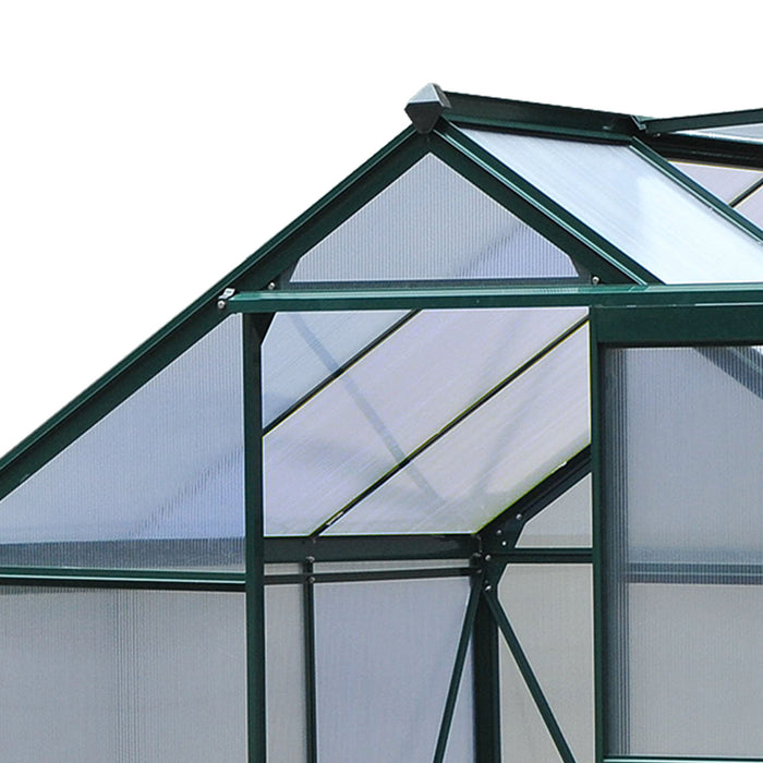 Spacious 6x6ft Polycarbonate Greenhouse - Sturdy Aluminum Frame with Galvanized Base and Sliding Door - Ideal for Plant Growth and Garden Enthusiasts