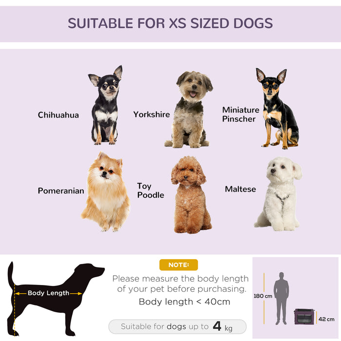 Foldable Pet Carrier for Miniature Dogs and Cats - Spacious 60x42x42cm Lightweight Portable Dog Bag, Purple - Ideal for Travel and Pet Comfort