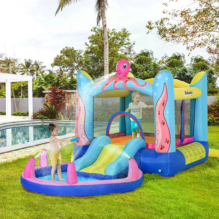 Inflatable Octopus Bounce Castle with Slide and Pool - 3-in-1 Trampoline, Water Play Area for Children - Perfect Outdoor Fun for Ages 3-12