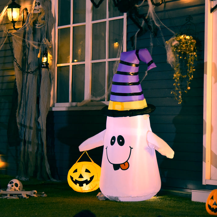 1.2m LED-Lit Witch Ghost & Pumpkin Lantern - Inflatable Halloween Decoration with Built-in Fan - Speedy Delivery, Weatherproof Design for Outdoor Festivities