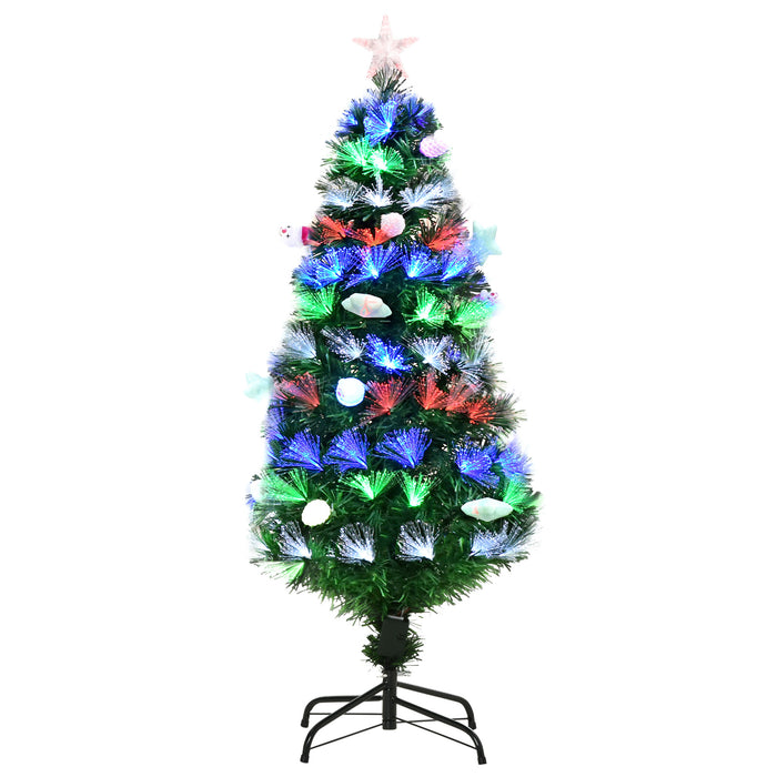 Artificial 4FT Pre-Lit Fiber Optic Christmas Tree - LED Lights & Decorative Baubles with Fitted Star - Perfect for Holiday Home Decor and Festive Celebrations