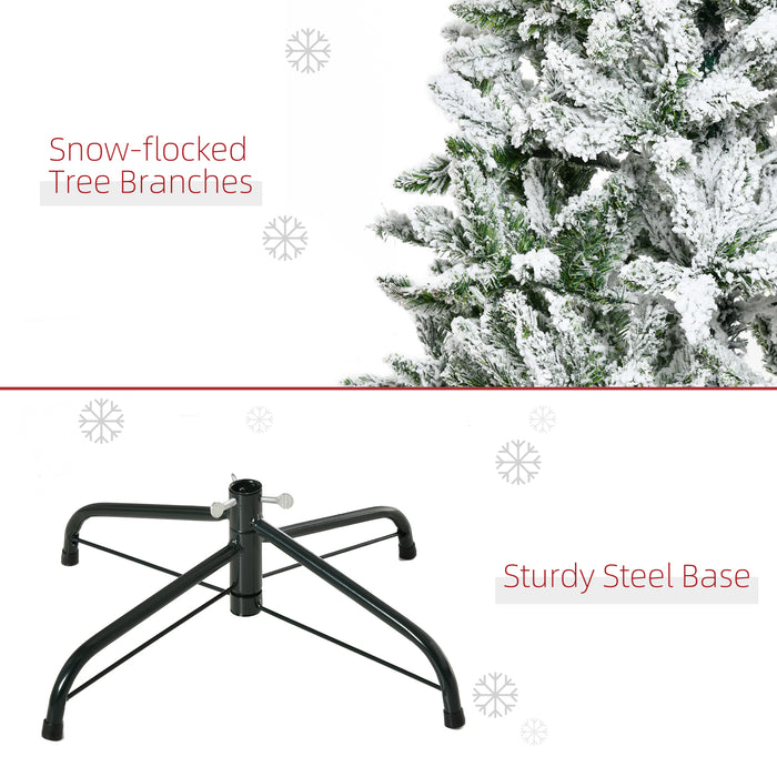 6-Foot Snow-Flocked Pine Christmas Tree - 750 Realistic Branch Tips, Easy Auto-Open, Solid Steel Stand - Perfect for Holiday Decor and Festivities