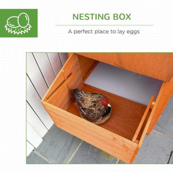 Deluxe 170cm Hen Coop - Small Animal Habitat with Nesting Box and Waterproof Roof - Lockable Door and Removable Tray for Easy Cleaning