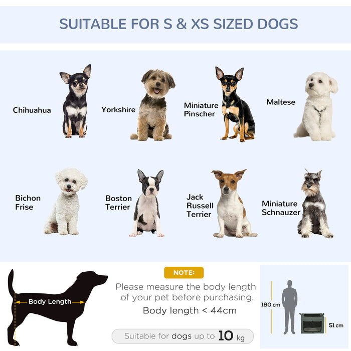 Portable Pet Carrier for Small Animals - Foldable and Spacious Dog & Cat Travel Bag, 69x51x51 cm, Grey - Ideal for Miniature Dog Breeds & Cats on the Go