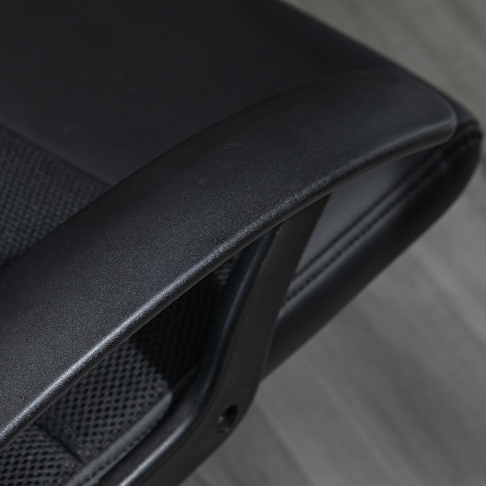 Ergonomic PVC Leather Office Chair with Mesh Panel - Swivel Seat, Padded, Adjustable Height & Tilt, 5-Wheel Base - Comfortable Desk Seating for Professionals