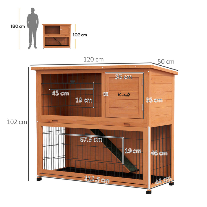 2-Tier Antiseptic Wooden Rabbit Hutch with Outdoor Run - Enhanced Protection, Durable Construction, Pet-Friendly Design - Ideal for Rabbit Safety and Comfort in Outdoor Environments