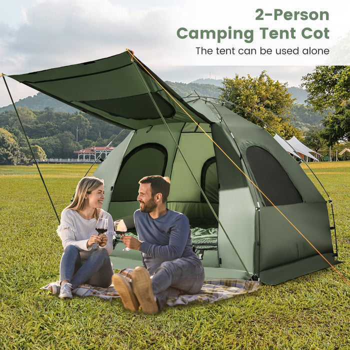 Outdoor Adventure 2-Person Camping Tent Cot - Folding Bed with Integrated Sleeping Bag - Ideal for Campers and Hiking Enthusiasts