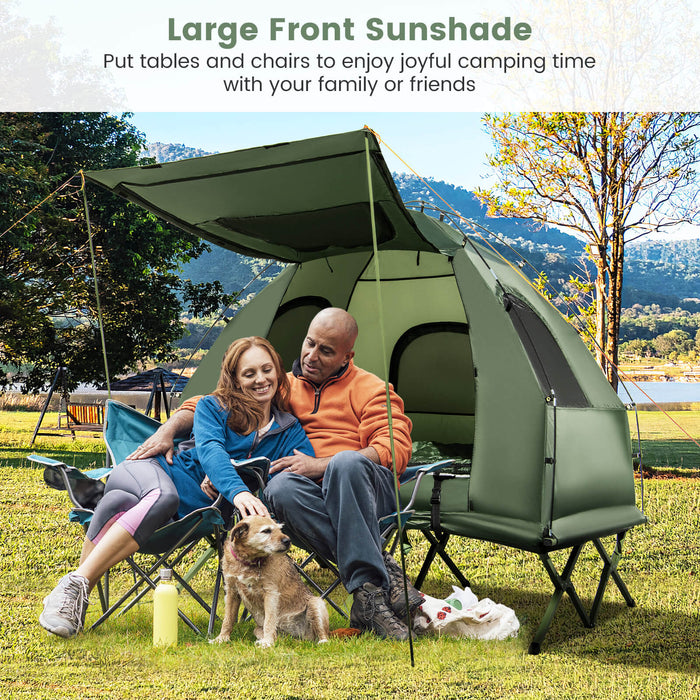 Outdoor Adventure 2-Person Camping Tent Cot - Folding Bed with Integrated Sleeping Bag - Ideal for Campers and Hiking Enthusiasts