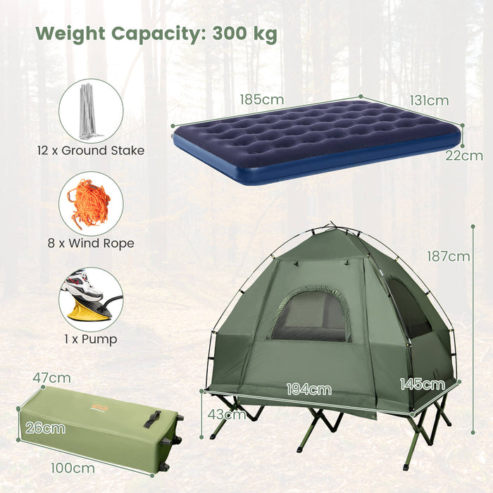 Outdoor Adventure 2-Person Camping Tent Cot - Folding Bed with Integrated Sleeping Bag - Ideal for Campers and Hiking Enthusiasts