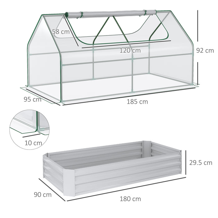 Steel Raised Garden Bed with Greenhouse Cover - Durable Planter Box with Roll-Up Window, Dual Use Design - Perfect for Flowers, Vegetables, and Fruits